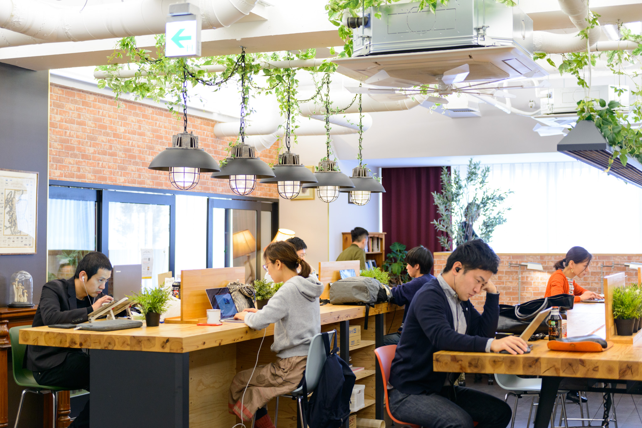 people working in a share office